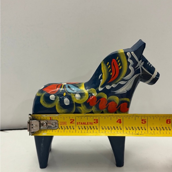 Vintage Blue Swedish Dala Horse, Nils Olsson Hemslojd Traditional Wooden Horse - Picture 8 of 9